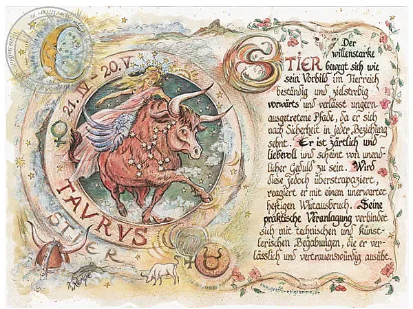 Sternbild Stier auf Antikpapier im A4-Format Sternbild Stier auf Antikpapier im A4-Format