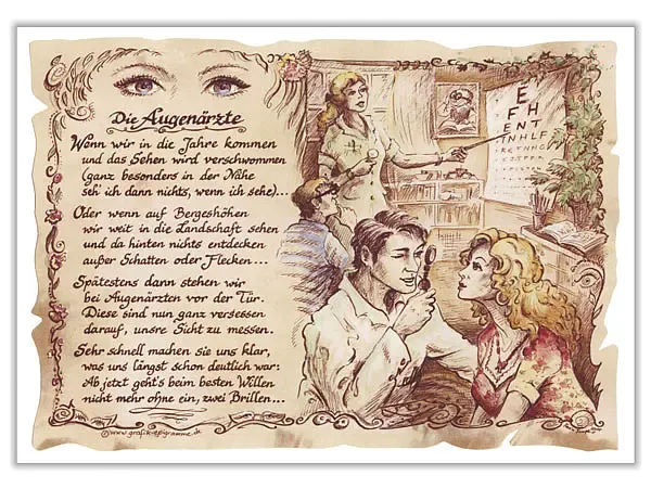 Zunftbild Augenarzt auf Antikpapier im A4-Format Zunftbild Augenarzt auf Antikpapier im A4-Format
