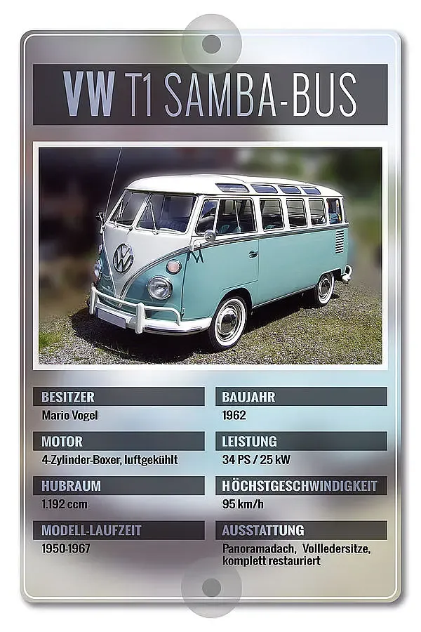 Oldtimer-Präsentationsschild 200 x 300mm modern Oldtimer-Präsentationsschild 200 x 300mm modern