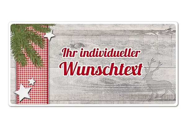 Hüttendeko-Schild mit Wunschtext und Tannenzweig - 200 x 100mm Hüttendeko-Schild mit Wunschtext und Tannenzweig - 200 x 100mm