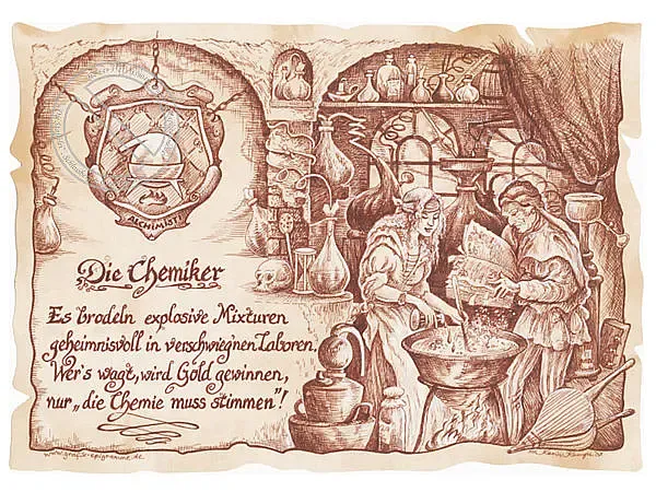 Zunftbild Chemiker auf Antikpapier im A4-Format Zunftbild Chemiker auf Antikpapier im A4-Format