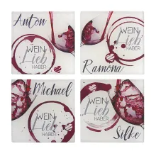 Untersetzer für Weinliebhaber 4er Set mit Wunschnamen Untersetzer für Weinliebhaber 4er Set mit Wunschnamen