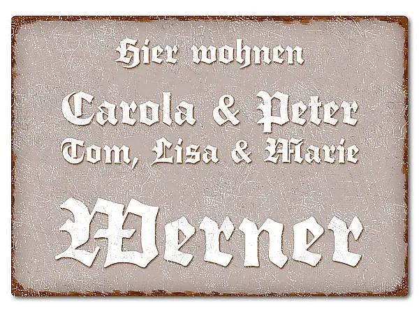 Blechschild mit Wunschtext A4 taupe/braun Blechschild mit Wunschtext A4 taupe/braun