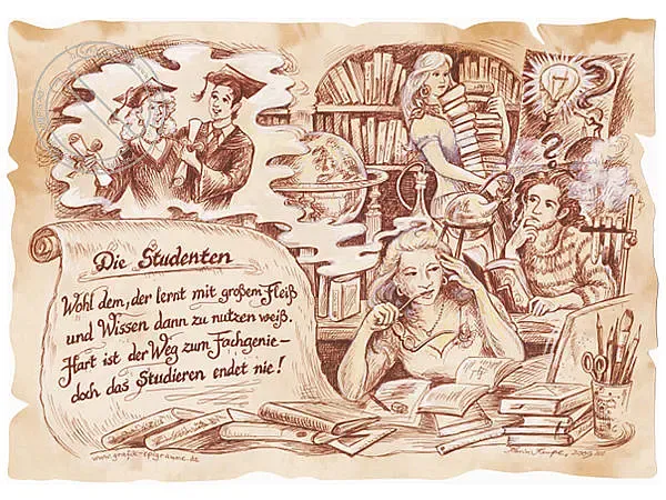 Zunftbild Student auf Antikpapier im A4-Format Zunftbild Student auf Antikpapier im A4-Format