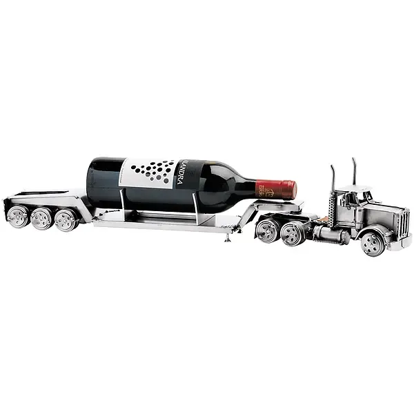Metallfahrzeug LKW Tieflader als Weinflaschenhalter Metallfahrzeug LKW Tieflader als Weinflaschenhalter