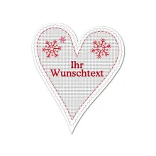 Hüttendeko-Herz mit Wunschtext und Schneeflocken - 180mm Hüttendeko-Herz mit Wunschtext und Schneeflocken - 180mm