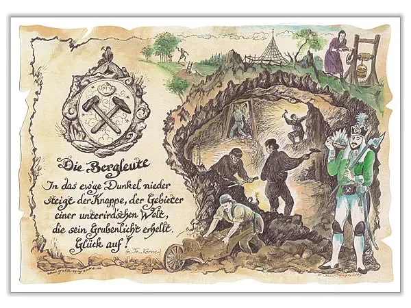 Zunftbild Bergleute auf Antikpapier im A4-Format Zunftbild Bergleute auf Antikpapier im A4-Format