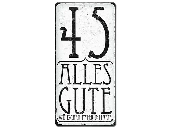 Geburtstagsschild Vintage Stil mit Wunschtext Geburtstagsschild Vintage Stil mit Wunschtext