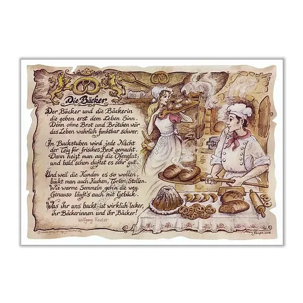 Zunftbild Bäcker auf Antikpapier im A4-Format Zunftbild Bäcker auf Antikpapier im A4-Format