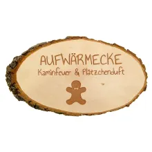 Baumscheibe mit Gravur als winterliche Dekoration Baumscheibe mit Gravur als winterliche Dekoration