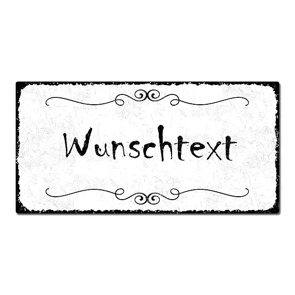 Blechschild Vintage Style mit Wunschtext im Format 300 x 150mm weiß Blechschild Vintage Style mit Wunschtext im Format 300 x 150mm weiß