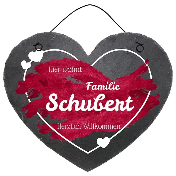 Türschild in Herzform aus Schiefer in der Größe 24 cm Design Brush Türschild in Herzform aus Schiefer in der Größe 24 cm Design Brush