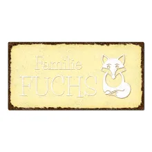 Blechschild im Vintage Look mit Wunschtext 300 x 150mm gelb/braun Blechschild im Vintage Look mit Wunschtext 300 x 150mm gelb/braun