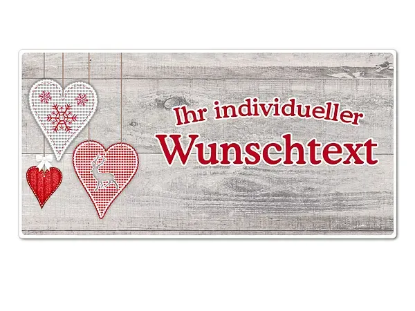 Hüttendeko-Schild mit Wunschtext und Herzen - 300 x 150mm Hüttendeko-Schild mit Wunschtext und Herzen - 300 x 150mm