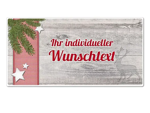Hüttendeko-Schild mit Wunschtext und Tannenzweig - 300 x 150mm Hüttendeko-Schild mit Wunschtext und Tannenzweig - 300 x 150mm