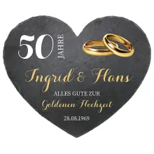 Schieferherz zum 50. Hochzeitstag Goldenen Hochzeit Größe 24 cm Goldene Hochzeit Schieferherz zum 50. Hochzeitstag Goldenen Hochzeit Größe 24 cm Goldene Hochzeit