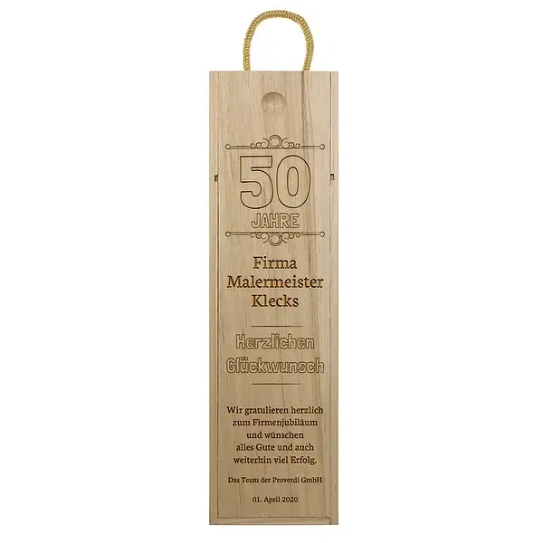 Holzbox zum Jubiläum mit Gravur Design 3 Holzbox zum Jubiläum mit Gravur Design 3