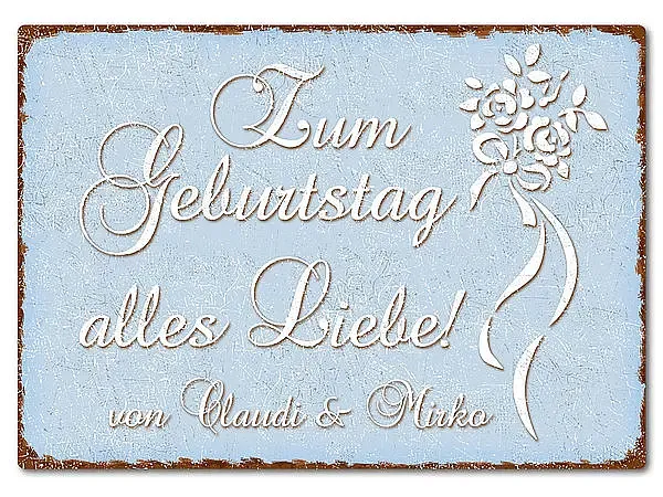 Farbiges Blechschild mit Wunschtext A4 pastellblau Farbiges Blechschild mit Wunschtext A4 pastellblau