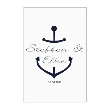 Maritimes Schild zur Hochzeit mit Anker, Namen und Datum Variante 1 - Hochformat Maritimes Schild zur Hochzeit mit Anker, Namen und Datum Variante 1 - Hochformat