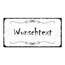 Blechschild Vintage Style mit Wunschtext im Format 300 x 150mm weiß Blechschild Vintage Style mit Wunschtext im Format 300 x 150mm weiß