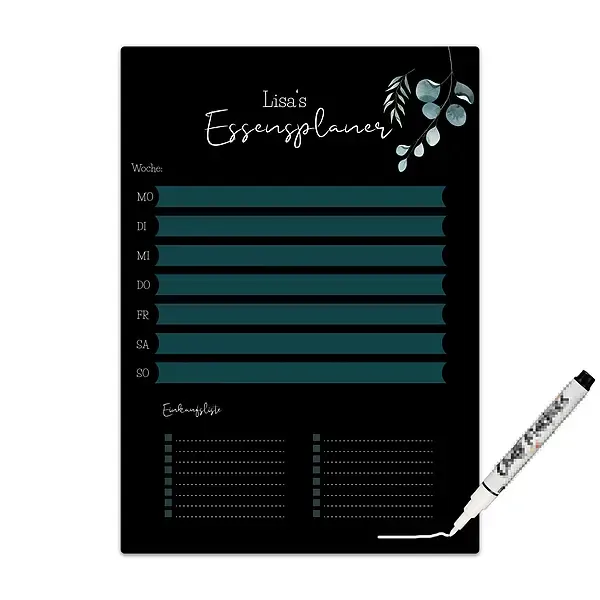 Chalkboard "Essensplaner" A4 oder A3 mit Wunschtext und inkl. Kreidemarker - blau Chalkboard "Essensplaner" A4 oder A3 mit Wunschtext und inkl. Kreidemarker - blau