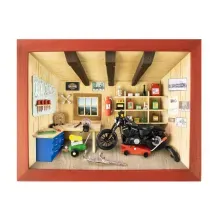 3D-Holzbild Motorradwerkstatt 3D-Holzbild Motorradwerkstatt
