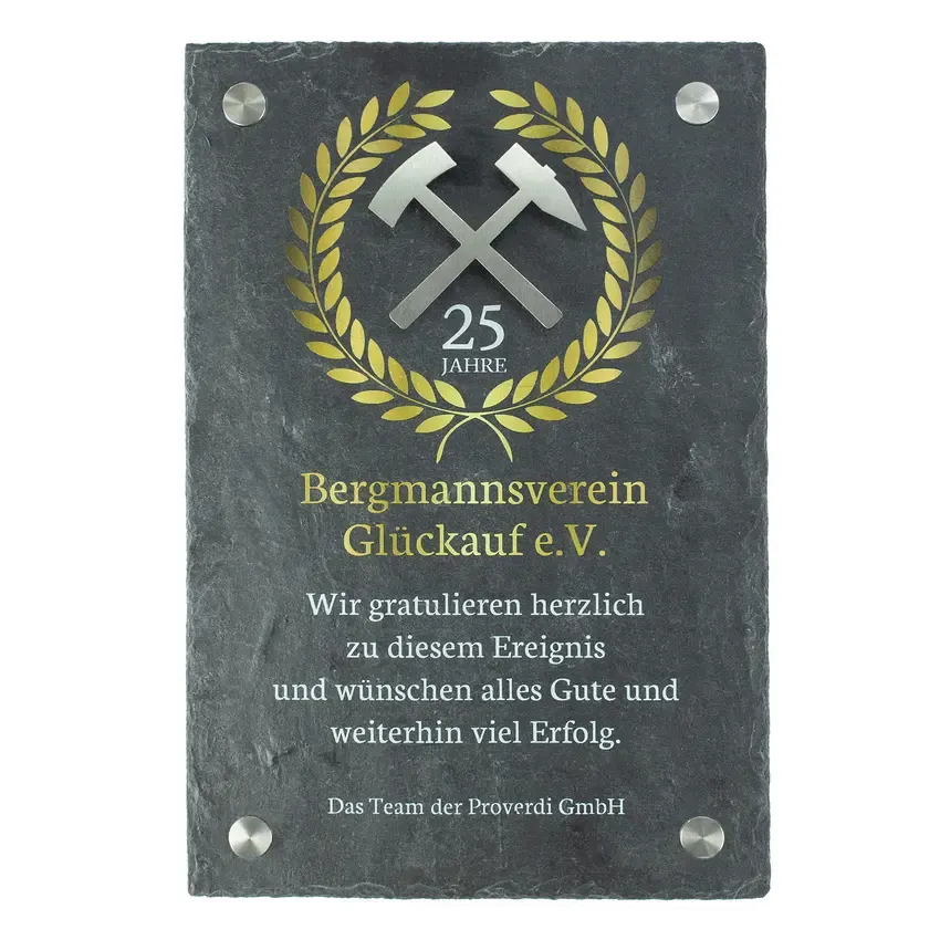 Bergbaugeschenk - Schiefertafel mit Schlägel und Eisen Bergbaugeschenk - Schiefertafel mit Schlägel und Eisen