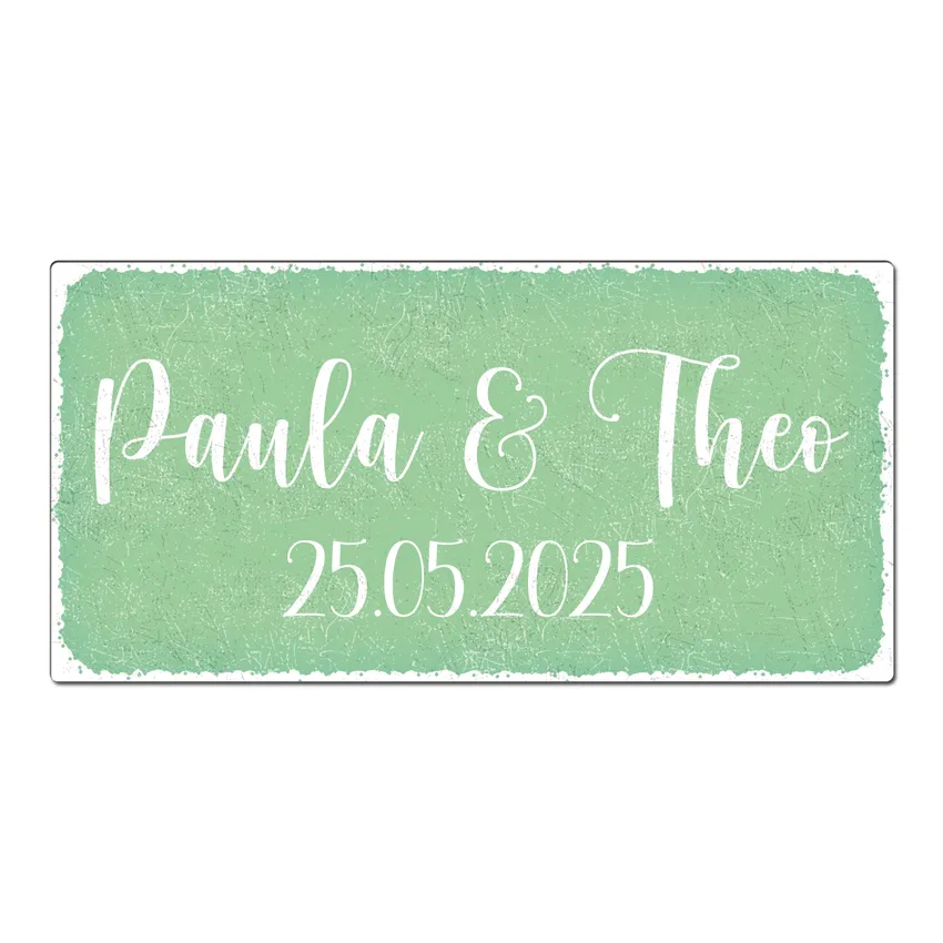 Vintageschild mit Wunschtext 200 x 100mm pastellmint Vintageschild mit Wunschtext 200 x 100mm pastellmint