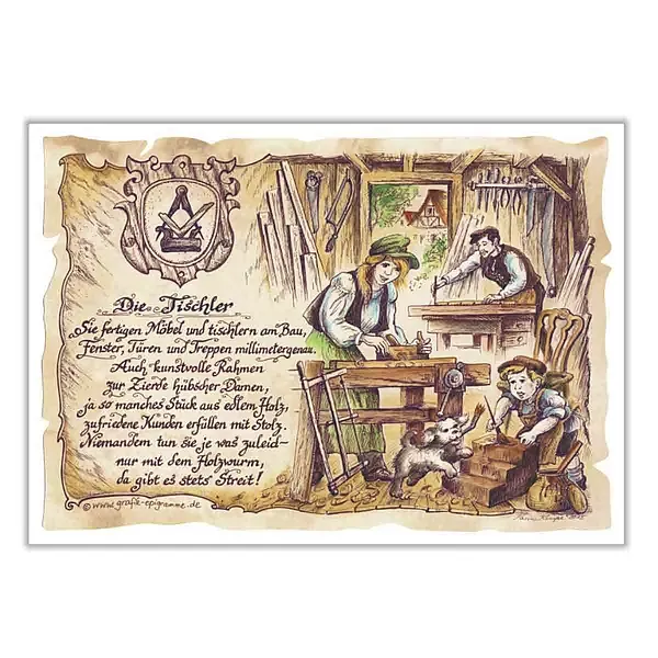 Zunftbild Tischler auf Antikpapier im A4-Format Zunftbild Tischler auf Antikpapier im A4-Format