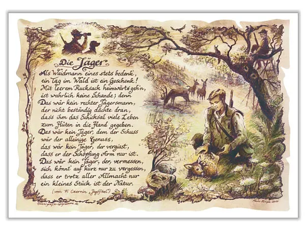Zunftbild Jäger auf Antikpapier im A4-Format Zunftbild Jäger auf Antikpapier im A4-Format