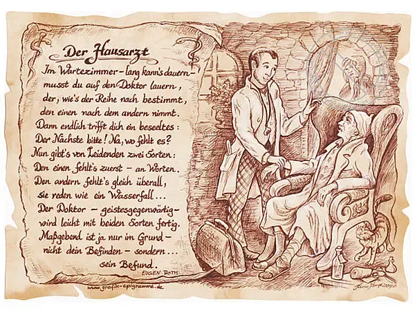 Zunftbild Hausarzt auf Antikpapier im A4-Format Zunftbild Hausarzt auf Antikpapier im A4-Format