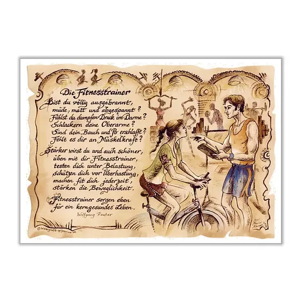 Zunftbild Fitnesstrainer auf Antikpapier im A4-Format Zunftbild Fitnesstrainer auf Antikpapier im A4-Format