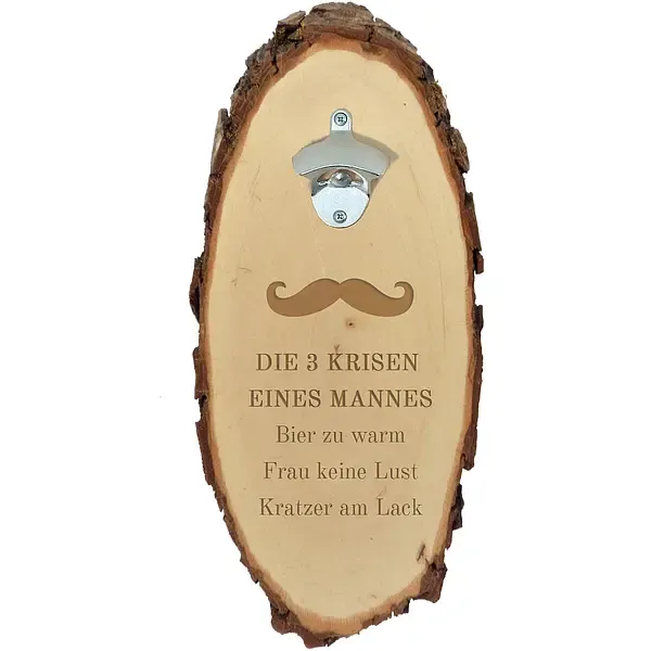 Flaschenöffner mit Gravur 42 cm 3 Krisen eines Mannes Flaschenöffner mit Gravur 42 cm 3 Krisen eines Mannes