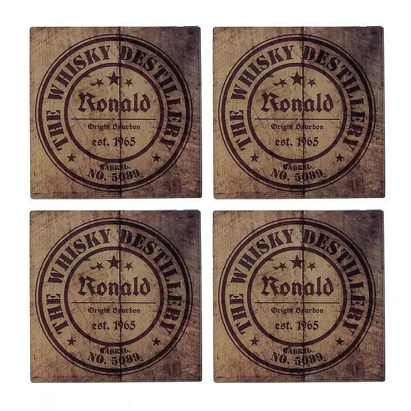 Getränke-Untersetzer im Whisky-Look 4er Set mit Namen und Datum Design 4 Getränke-Untersetzer im Whisky-Look 4er Set mit Namen und Datum Design 4
