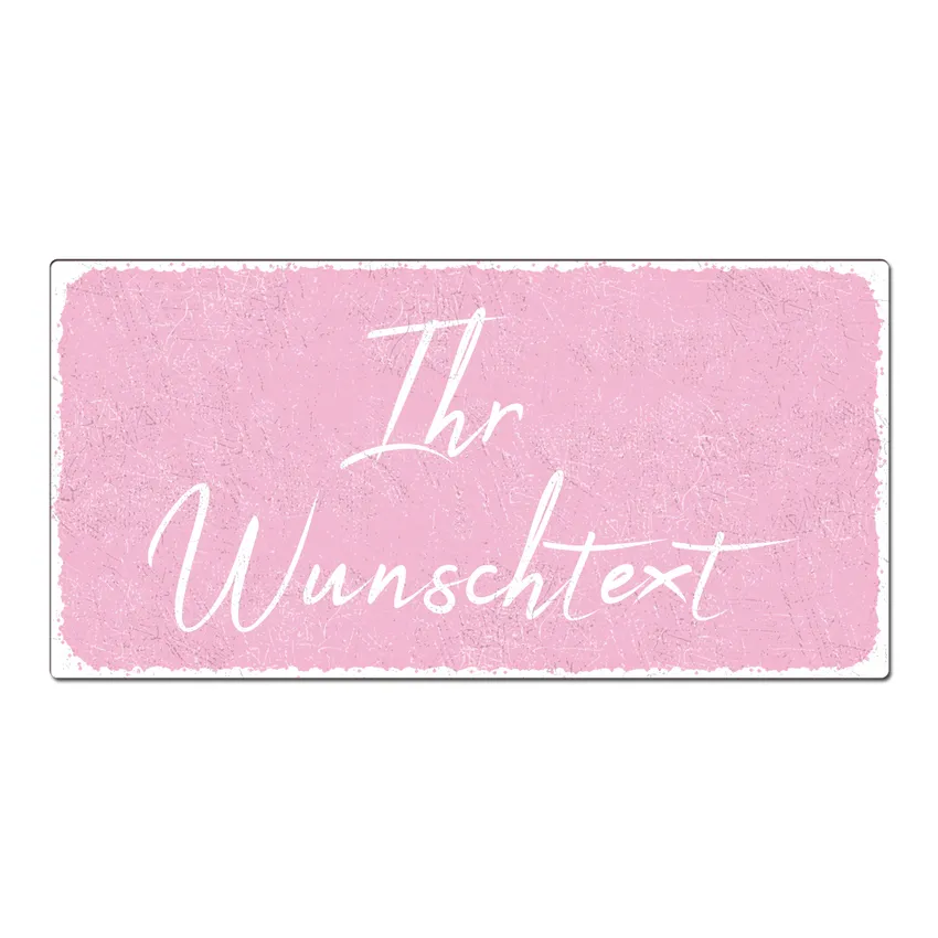 Aluschild im Vintage Look mit Wunschtext 300 x 150mm rosa Aluschild im Vintage Look mit Wunschtext 300 x 150mm rosa