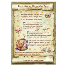 Urkunde zum Geburtstag - Sternzeichen Krebs Urkunde zum Geburtstag - Sternzeichen Krebs