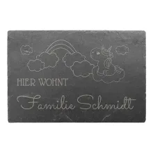 Dekoschild im Einhorndesign mit Familiennamen 30 x 20 cm Dekoschild im Einhorndesign mit Familiennamen 30 x 20 cm