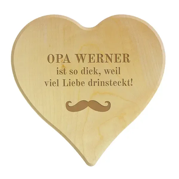 Schneidebrett aus Holz in Herzform für den besten Opa Größe: 24 x 24 x 1,4 cm Schneidebrett aus Holz in Herzform für den besten Opa Größe: 24 x 24 x 1,4 cm