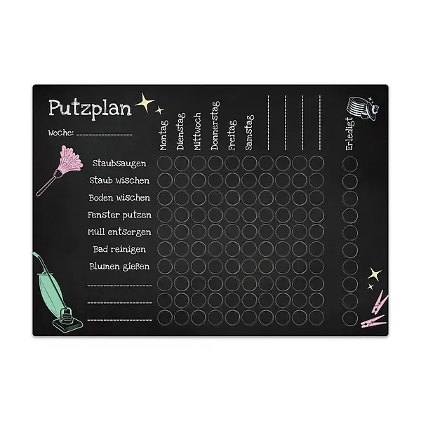 Chalkboard "Putzplan" A4 inkl. Kreidemarker Chalkboard "Putzplan" A4 inkl. Kreidemarker