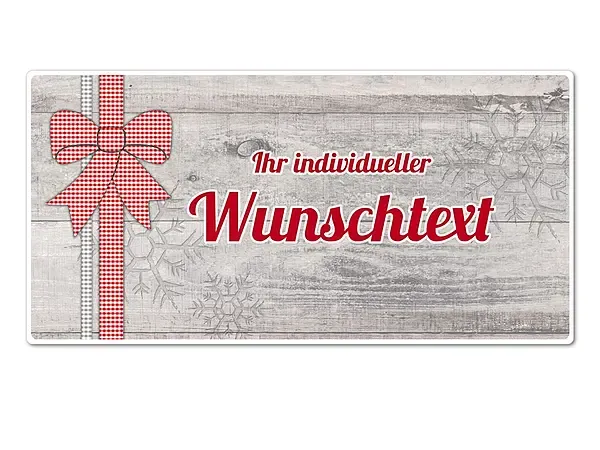Hüttendeko-Schild mit Wunschtext und Schleife - 300 x 150 mm Hüttendeko-Schild mit Wunschtext und Schleife - 300 x 150 mm