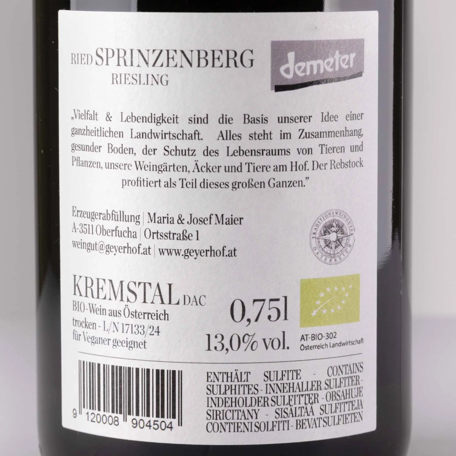 Geyerhof Riesling Ried Sprinzenberg – Bild 2