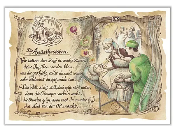 Zunftbild Anästhesist auf Antikpapier im A4-Format Zunftbild Anästhesist auf Antikpapier im A4-Format