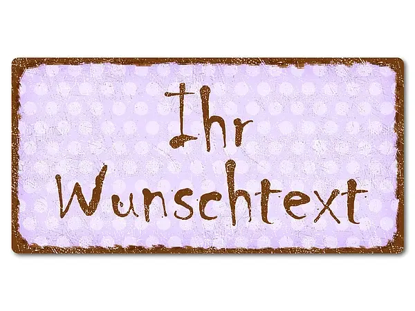 Retro Schild mit Polka Dots 200 x 100mm Polka Dots pastellviolett Retro Schild mit Polka Dots 200 x 100mm Polka Dots pastellviolett