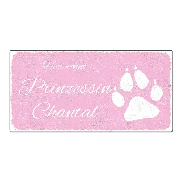 Schild im Vintage Stil mit Wunschnamen 200 x 100 mm pastellrosa Schild im Vintage Stil mit Wunschnamen 200 x 100 mm pastellrosa