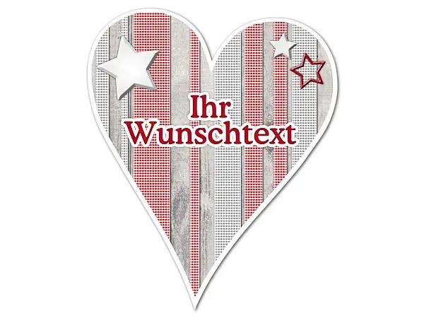 Hüttendeko-Herz mit Wunschtext und Sternen - 180mm Hüttendeko-Herz mit Wunschtext und Sternen - 180mm