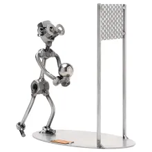 Geschenk Metallfigur - ein Volleyballspieler mit Volleyballnetz Geschenk Metallfigur - ein Volleyballspieler mit Volleyballnetz