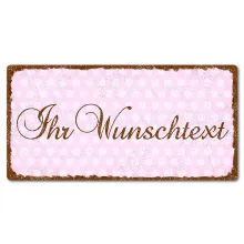 Retro Schild mit Polka Dots 200 x 100mm Polka Dots pastellrosa Retro Schild mit Polka Dots 200 x 100mm Polka Dots pastellrosa
