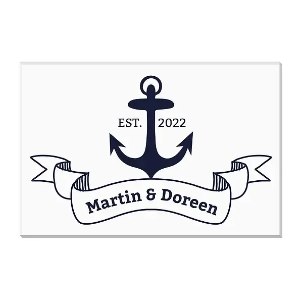Maritime Acrylplatte zur Hochzeit mit Anker, Namen und Datum Variante 2 - Querformat Maritime Acrylplatte zur Hochzeit mit Anker, Namen und Datum Variante 2 - Querformat