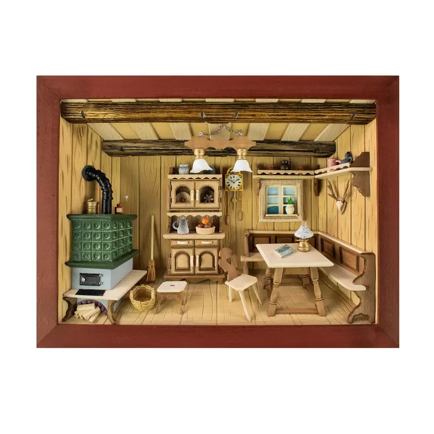 3D-Wandbild aus Holz Kaminzimmer 3D-Wandbild aus Holz Kaminzimmer