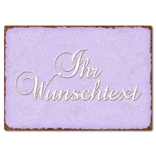 Farbiges Blechschild mit Wunschtext A4 pastellviolett/braun Farbiges Blechschild mit Wunschtext A4 pastellviolett/braun